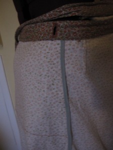 The inside of the skirt showing the nice clean finish with bias tape.